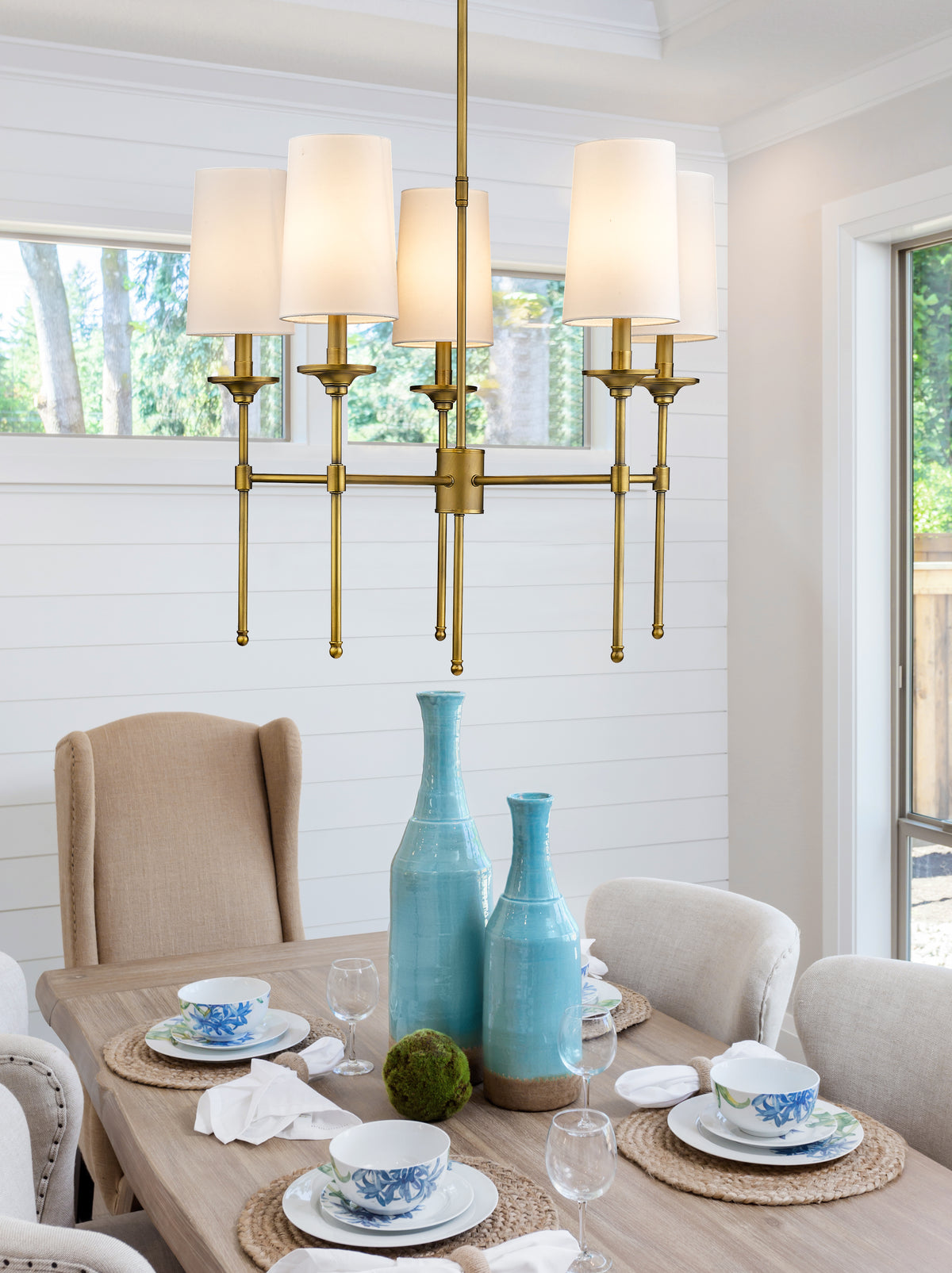 Lustre Emily Laiton frotté, nombre ampoules 5 – vue 3