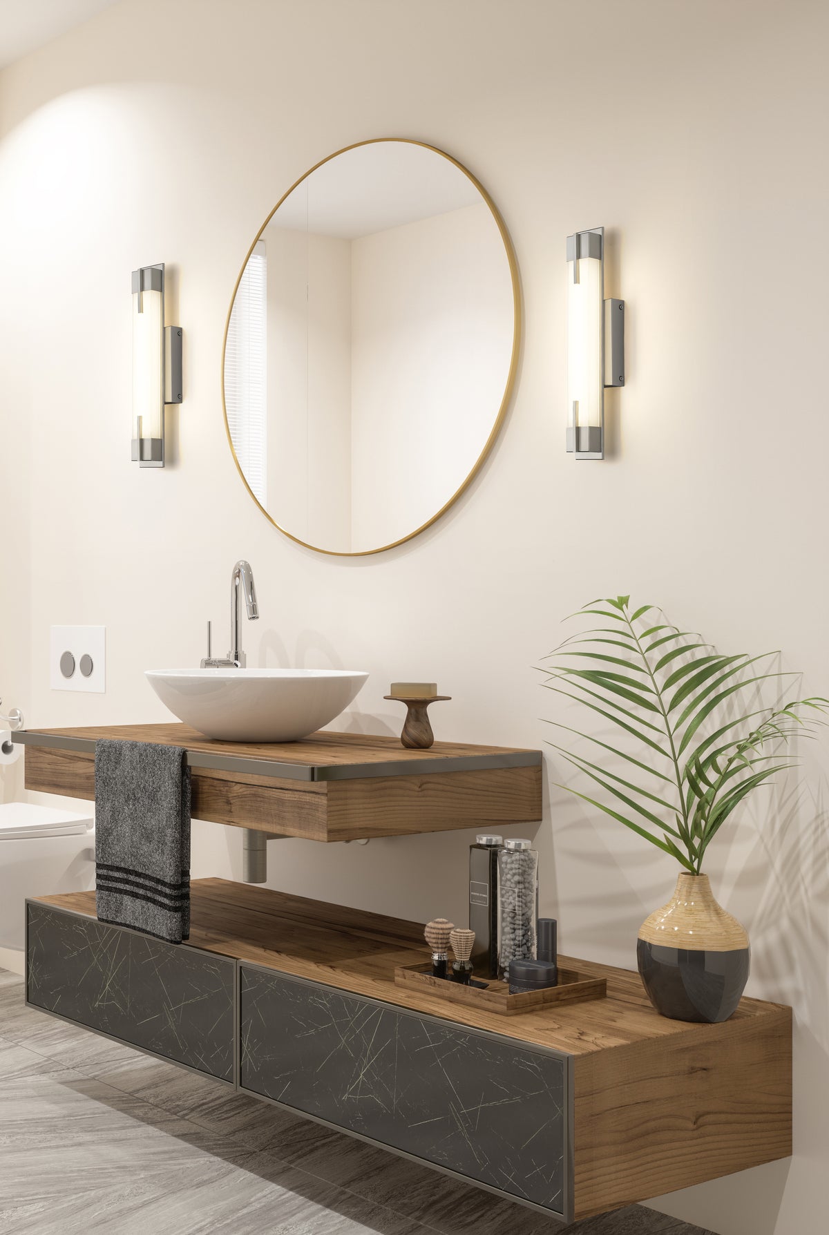 Barre d'éclairage de salle de bain Chase Nickel brossé, 18" – vue 3