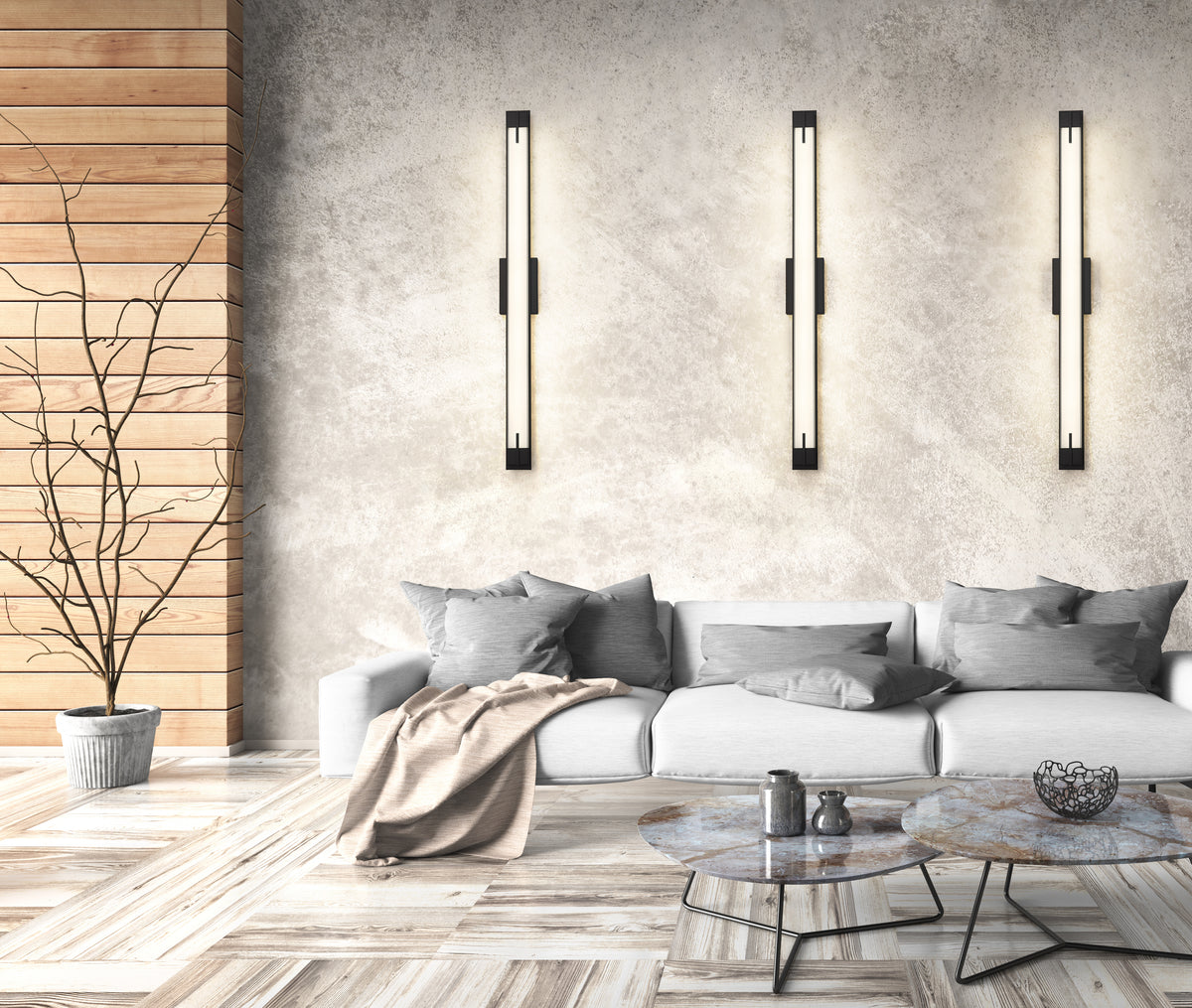 Barre d'éclairage de salle de bain Chase Noir mat, 43" – vue 3