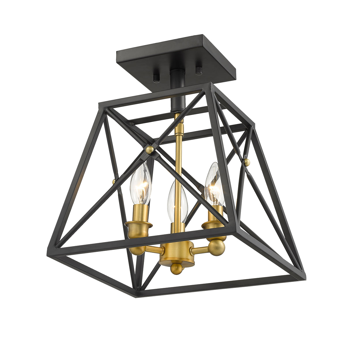 Semi-plafonnier Trestle Noir mat + Laiton vieilli – vue 5