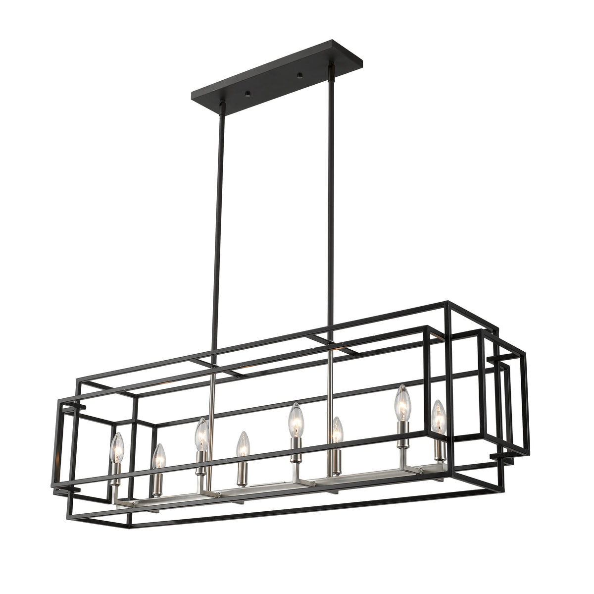 Suspension linéaire Titania Noir + Nickel brossé, nombre ampoules 8 – vue 3