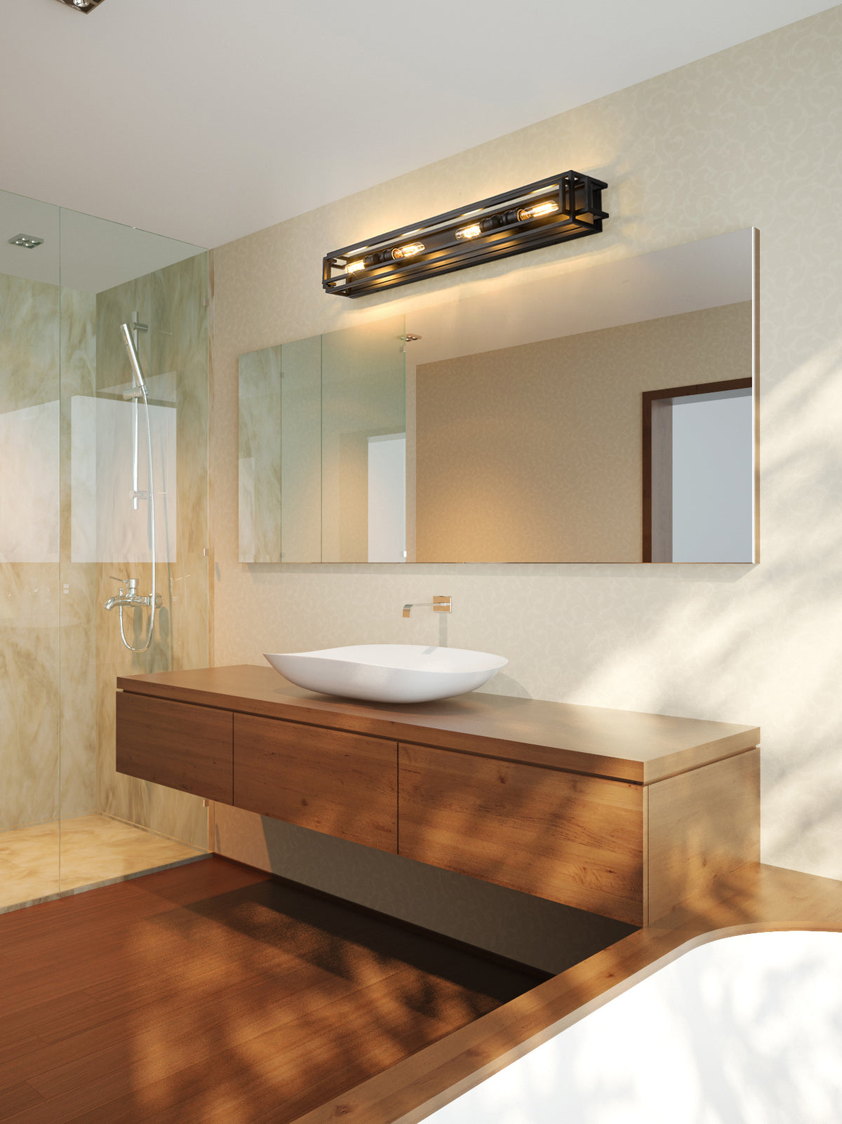 Luminaire de vanité Titania Noir mat, nombre ampoules 4 – vue 2