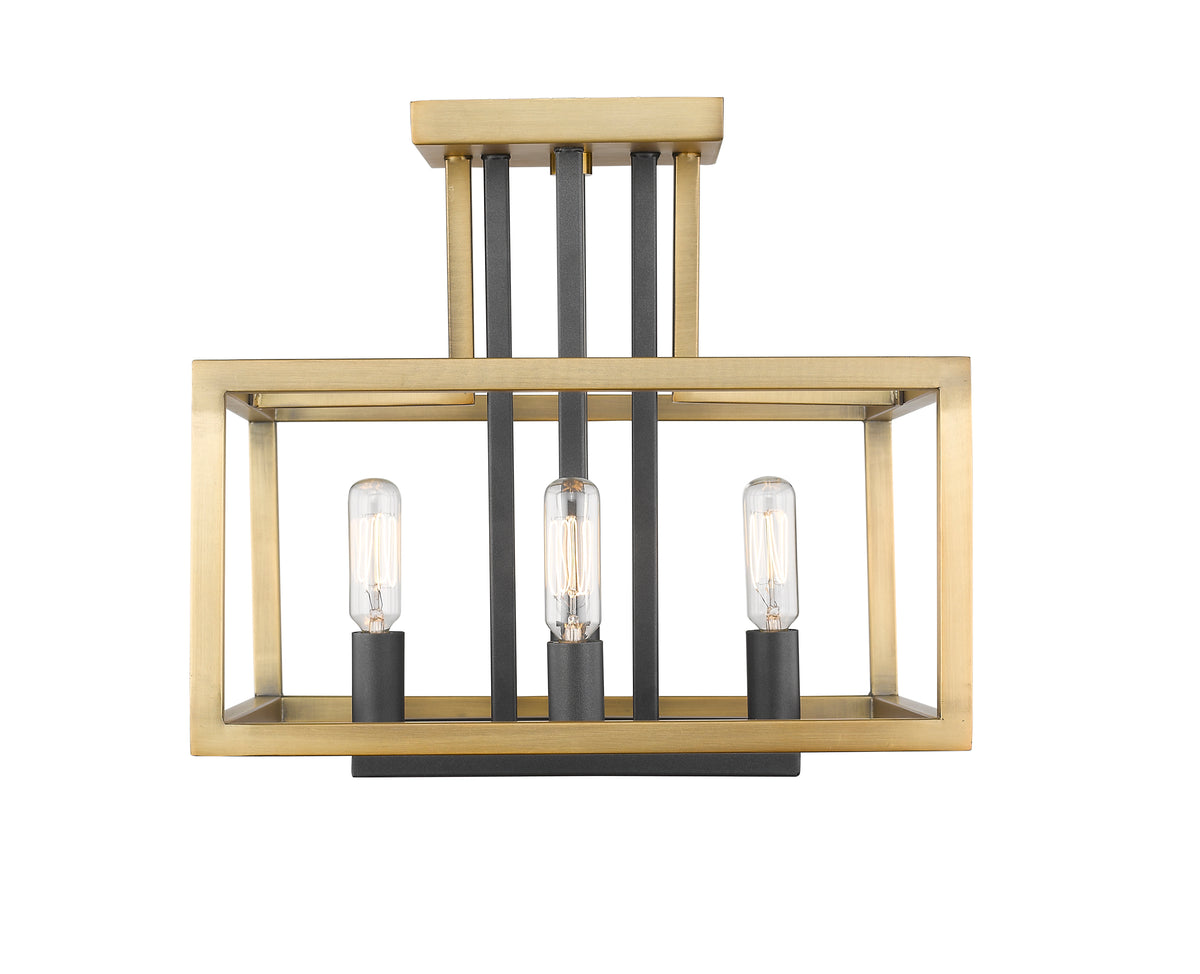 Semi-plafonnier Quadra Laiton antique + bronze – vue 2