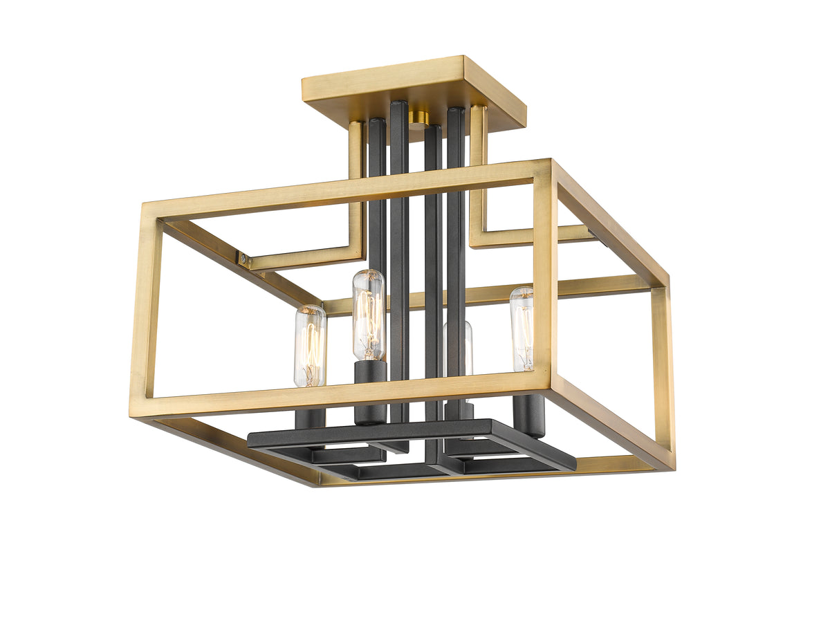 Semi-plafonnier Quadra Laiton antique + bronze – vue 3