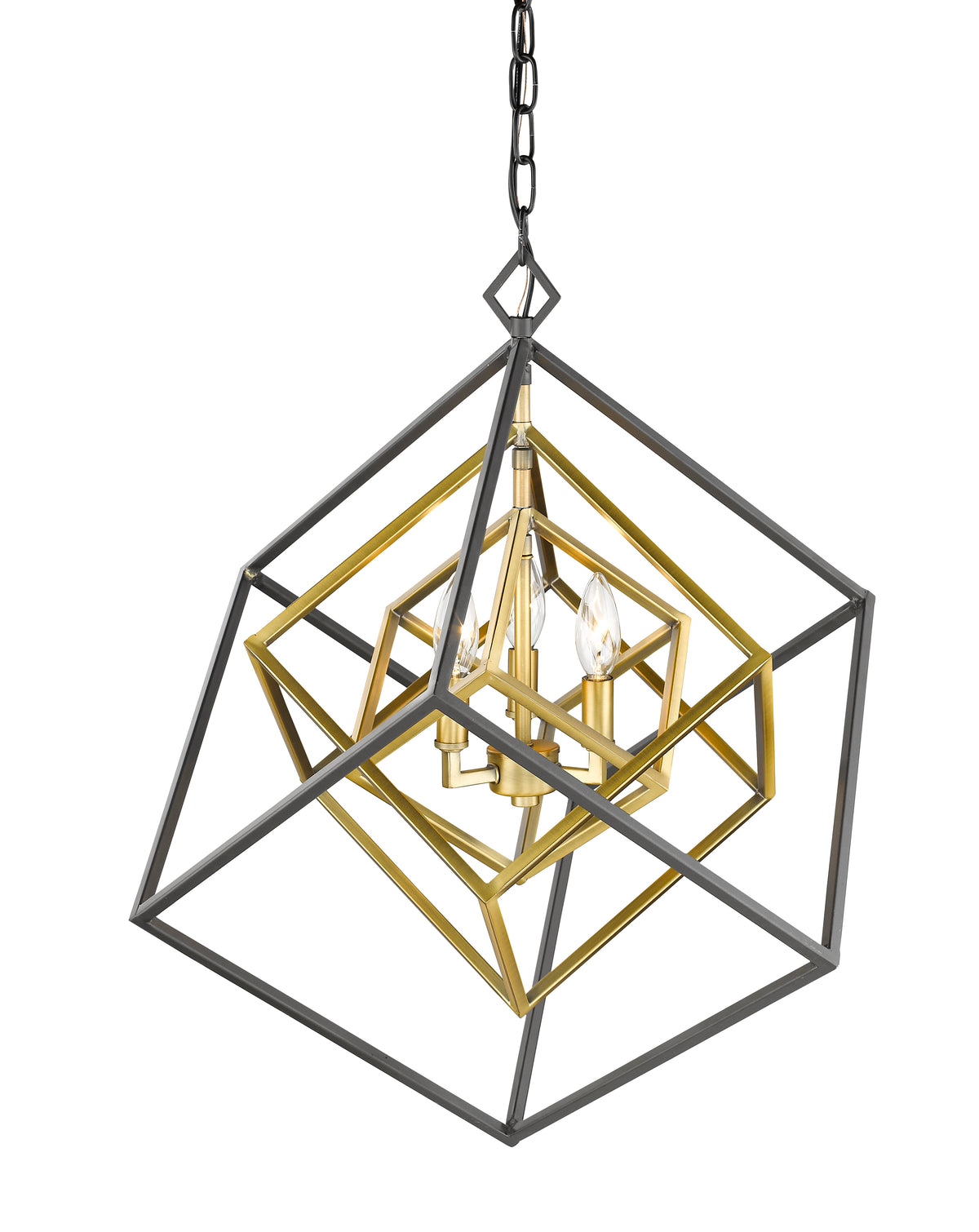 Lustre Euclid Laiton antique + bronze, 23" – vue 2
