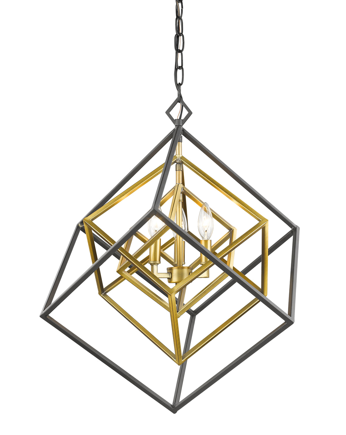 Lustre Euclid Laiton antique + bronze, 23" – vue 3