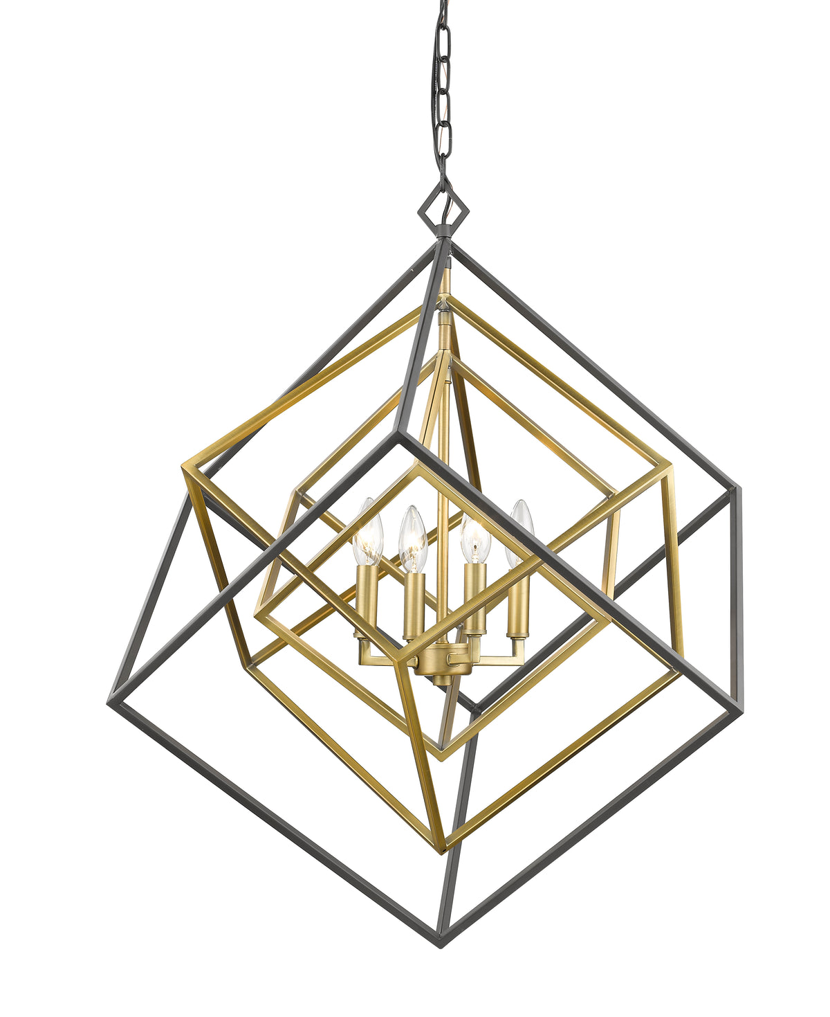 Lustre Euclid Laiton antique + bronze, 29 1/2" – vue 2