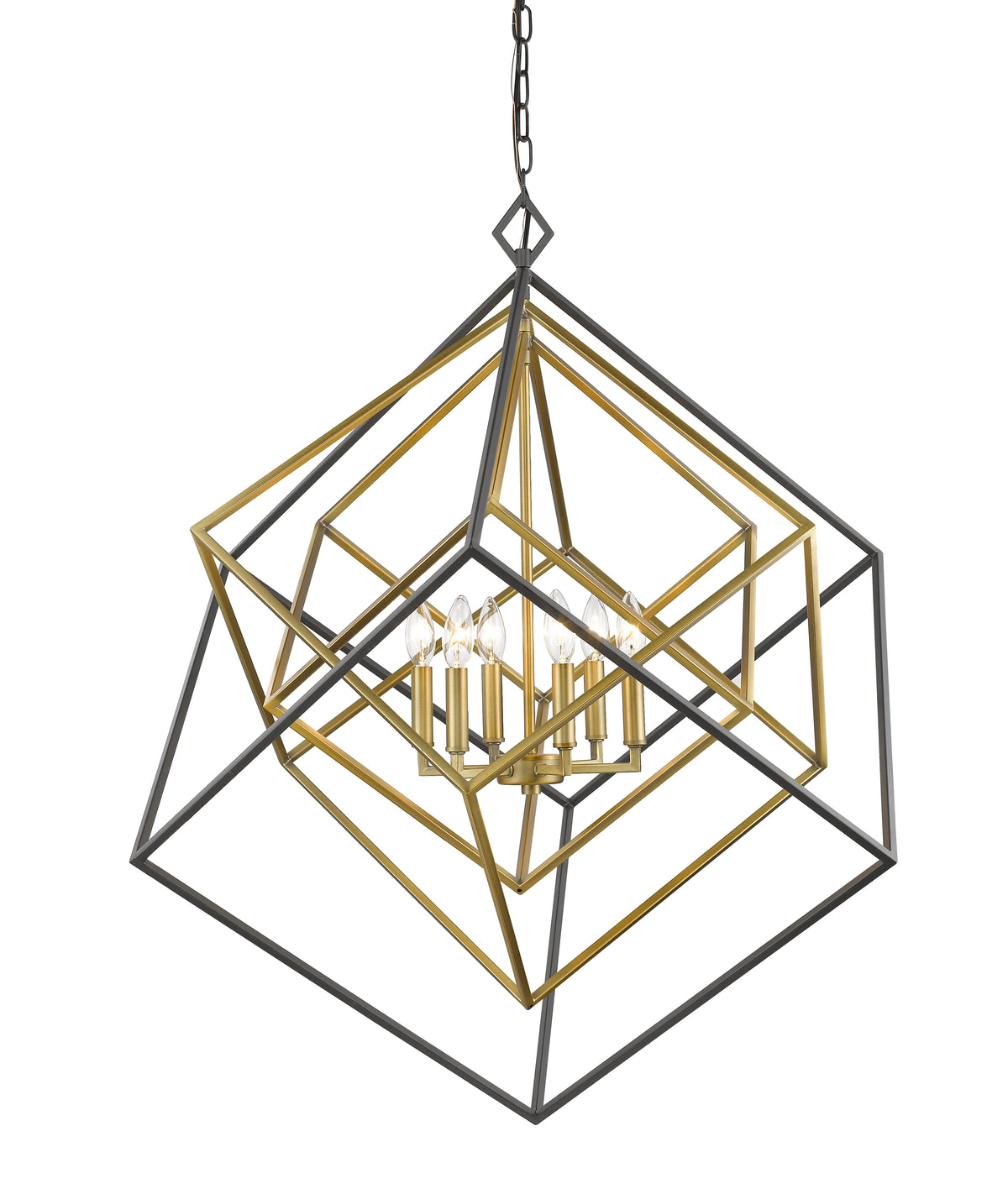 Lustre Euclid Laiton antique + bronze, 35 1/2" – vue 3