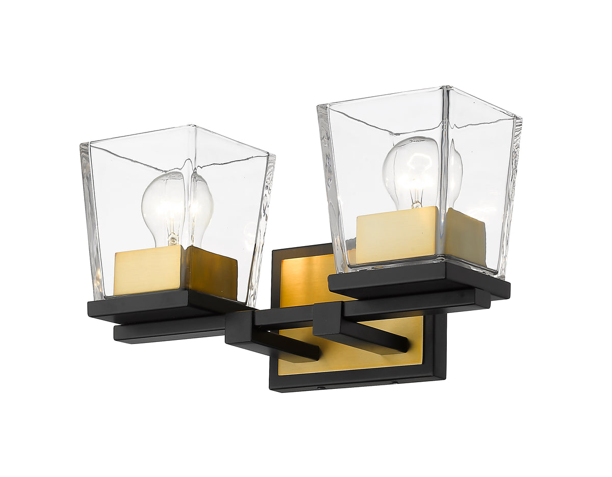 Luminaire de vanité Bleeker Street Noir mat + Laiton vieilli, 14" – vue 4