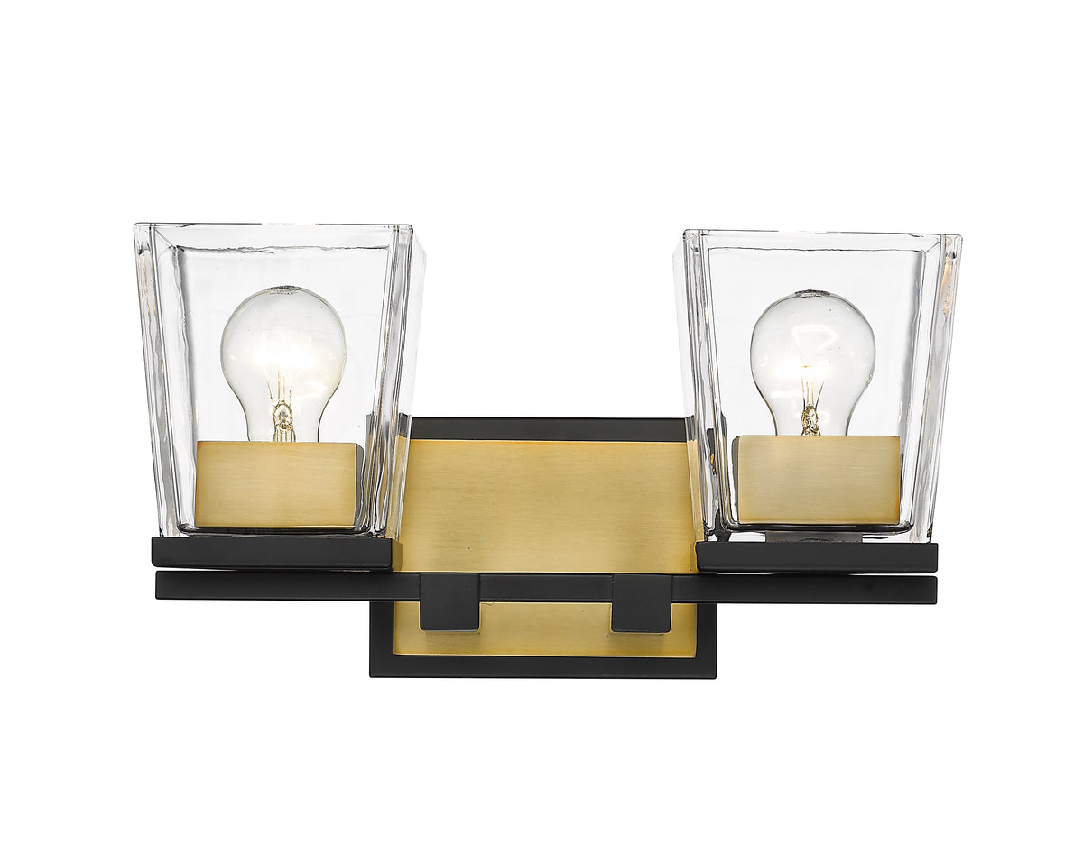 Luminaire de vanité Bleeker Street Noir mat + Laiton vieilli, 14" – vue 5