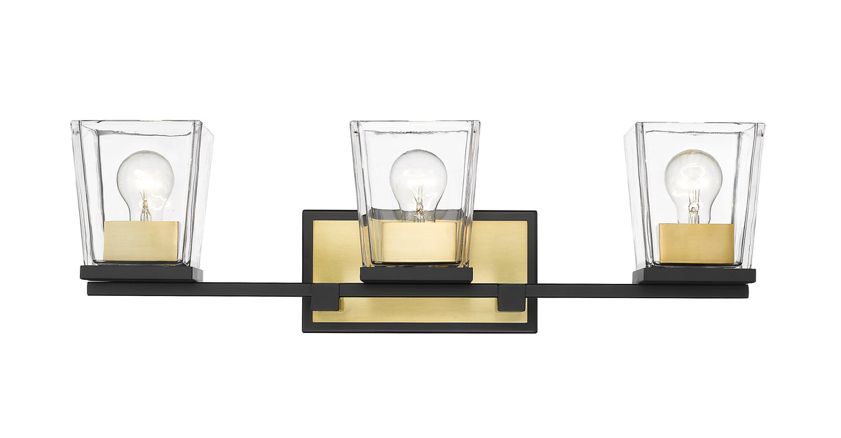 Luminaire de vanité Bleeker Street Noir mat + Laiton vieilli, 25" – vue 5