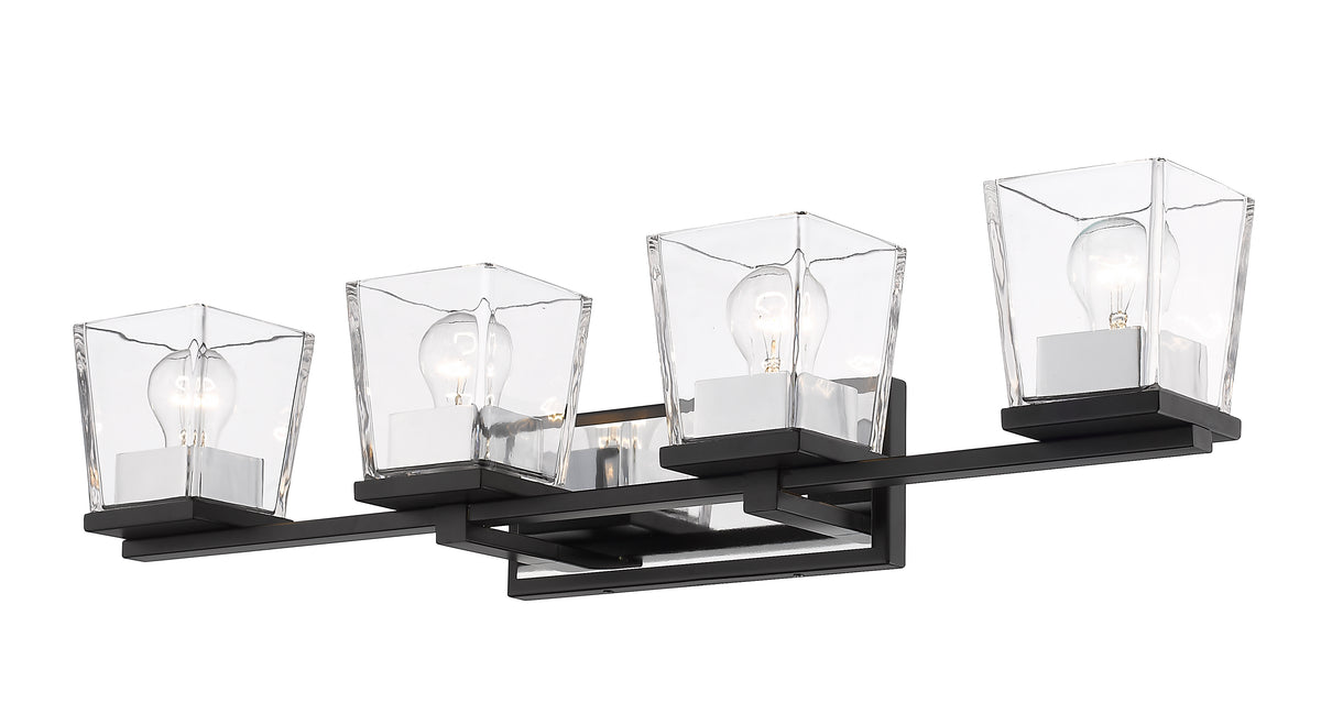Luminaire de vanité Bleeker Street Noir mat + Chrome, 33" – vue 4