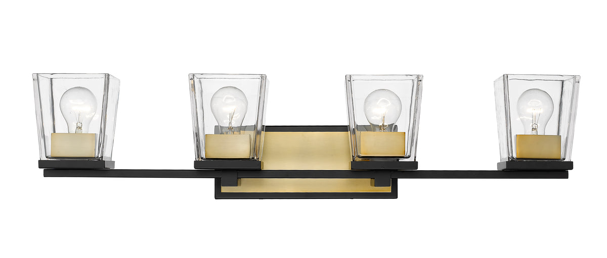 Luminaire de vanité Bleeker Street Noir mat + Laiton vieilli, 33" – vue 5