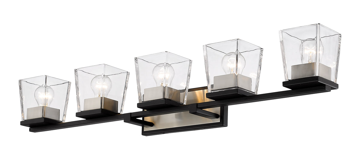 Luminaire de vanité Bleeker Street Noir mat + Nickel brossé, 42 1/2" – vue 4
