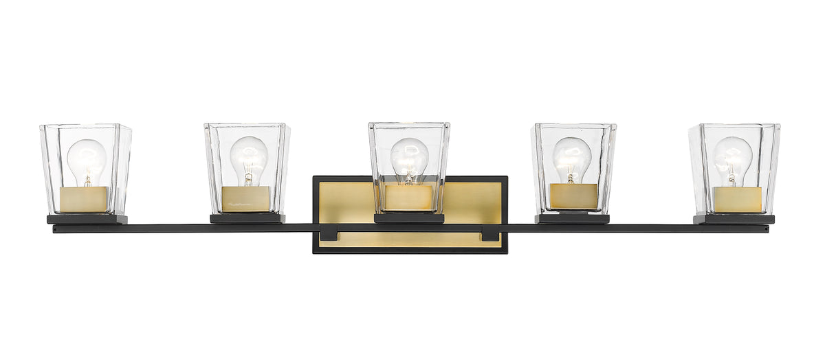 Luminaire de vanité Bleeker Street Noir mat + Laiton vieilli, 42 1/2" – vue 5
