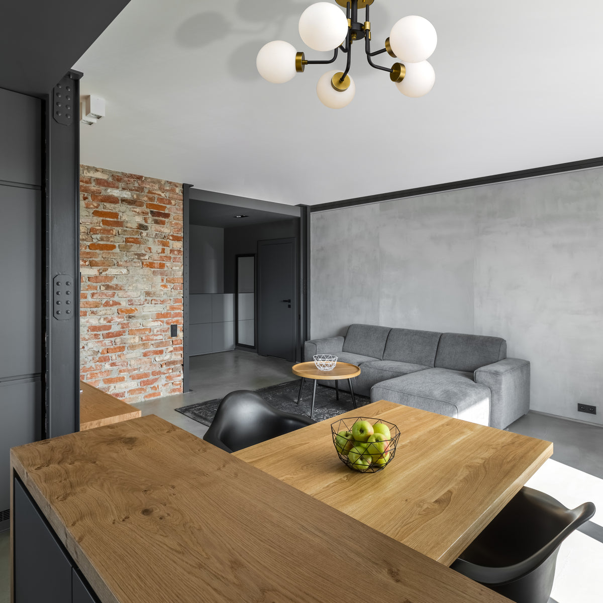 Semi-plafonnier Parsons Noir mat + Laiton vieilli, 27" – vue 3