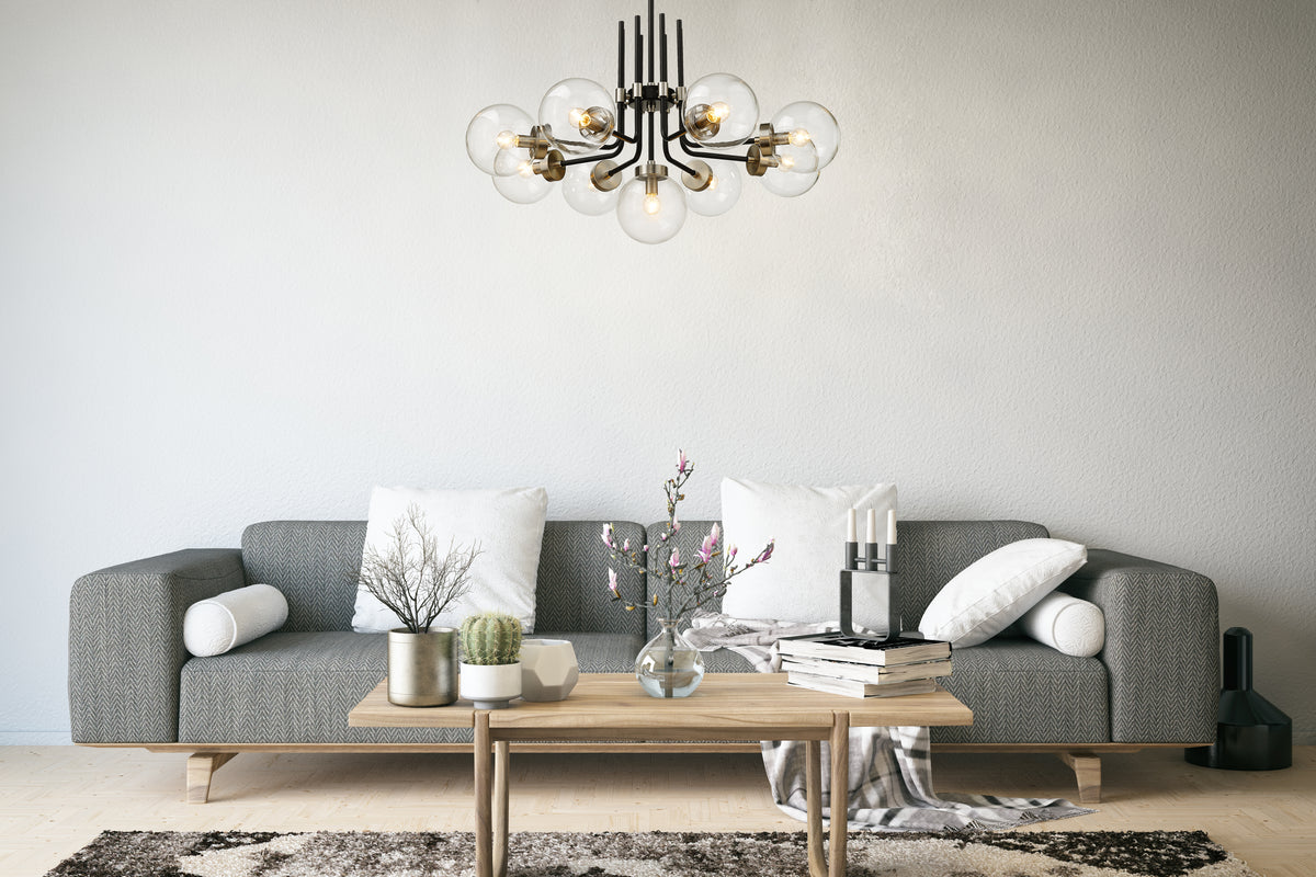 Lustre Parsons Noir mat + Nickel brossé, 32" – vue 3