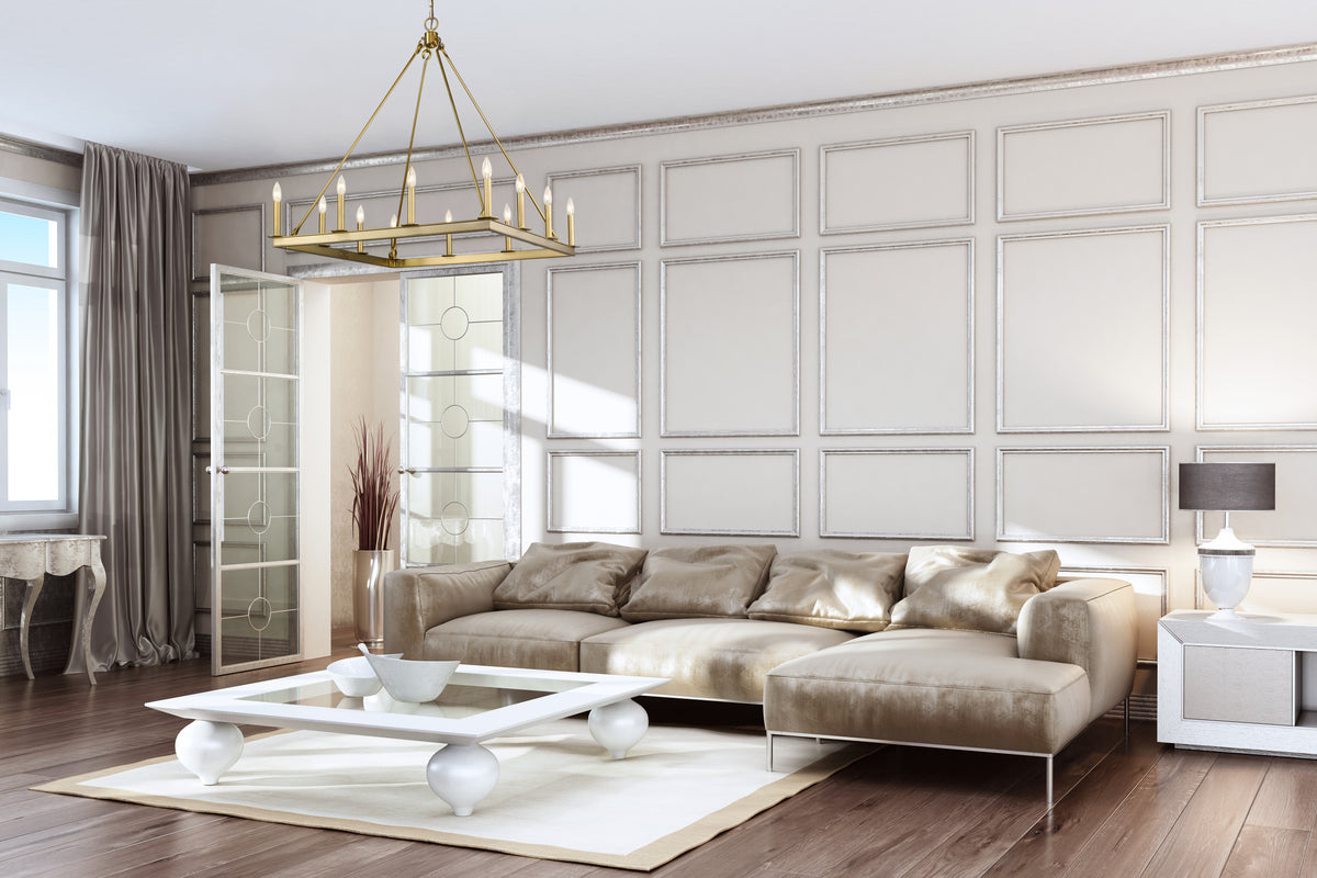 Lustre carré Barclay Laiton ancien, 34" – vue 3