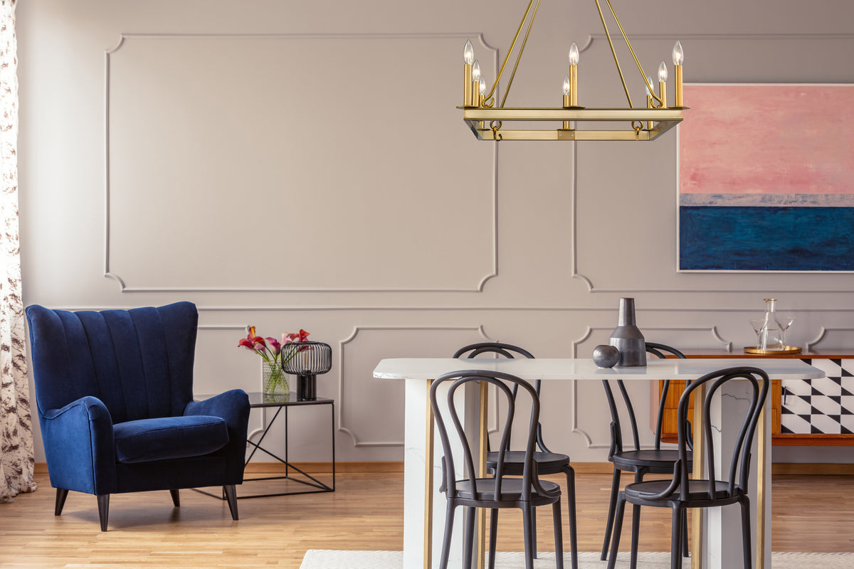 Lustre carré Barclay Laiton ancien, 26" – vue 3