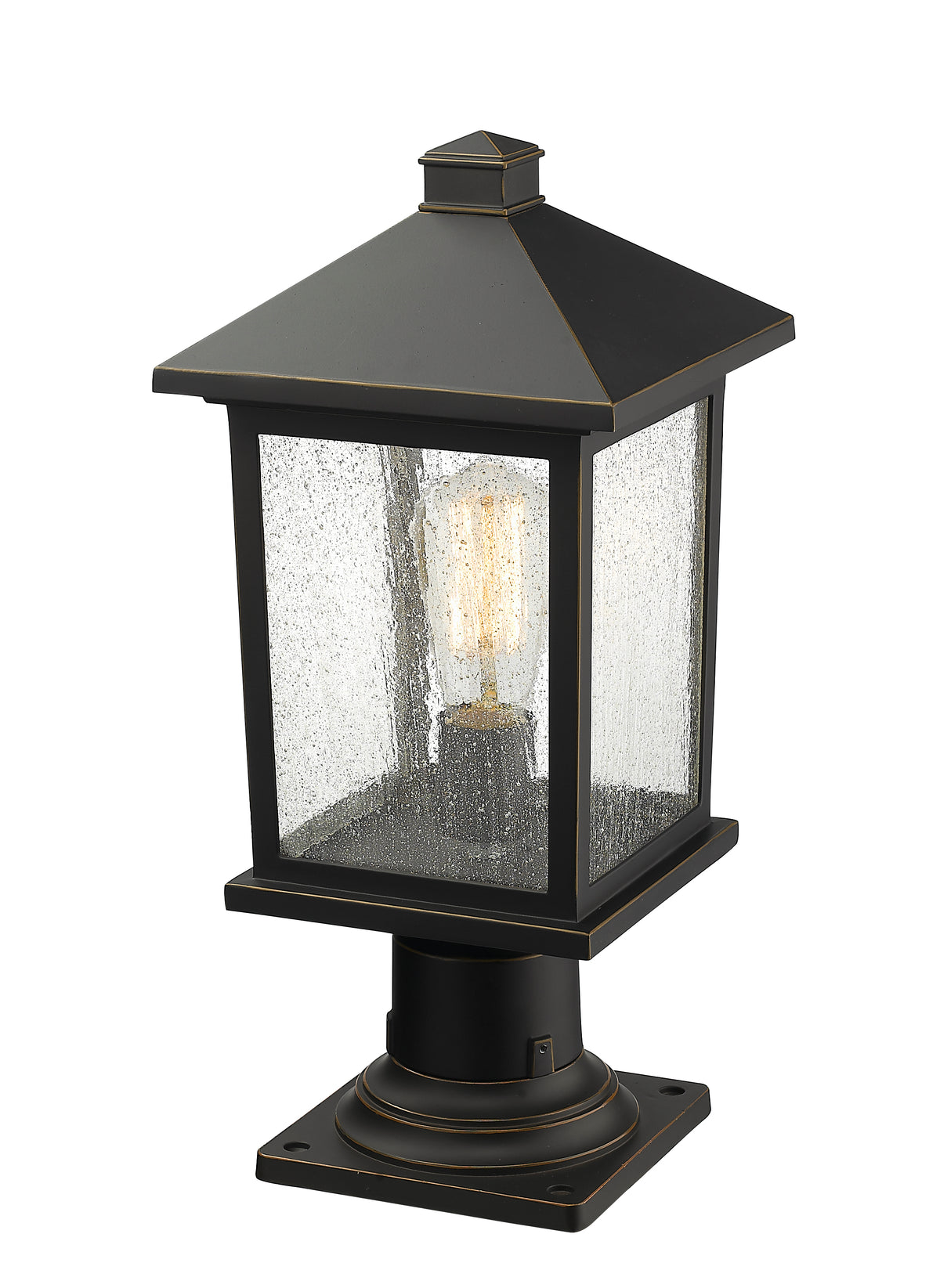 Lanterne extérieure sur socle Portland Bronze huilé, 8", 18" – vue 2