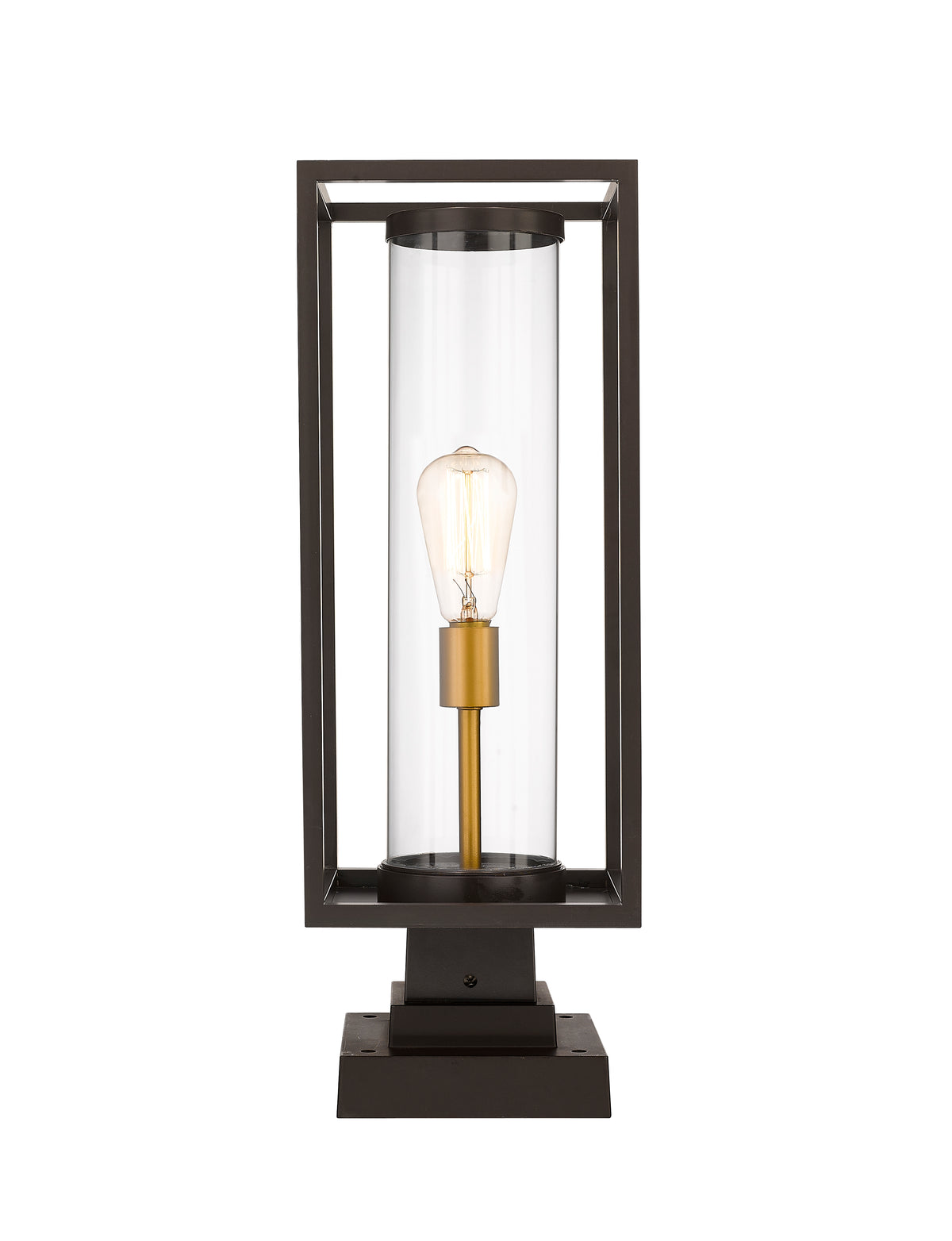 Lanterne extérieure sur socle Dunbroch Carré, Bronze foncé + Laiton extérieur, 22 3/4" – vue 4