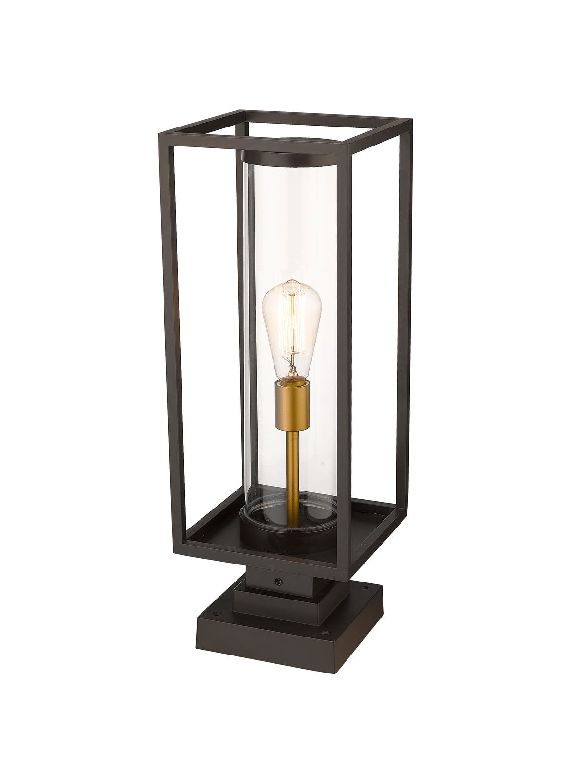 Lanterne extérieure sur socle Dunbroch Carré, Bronze foncé + Laiton extérieur, 22 3/4" – vue 5