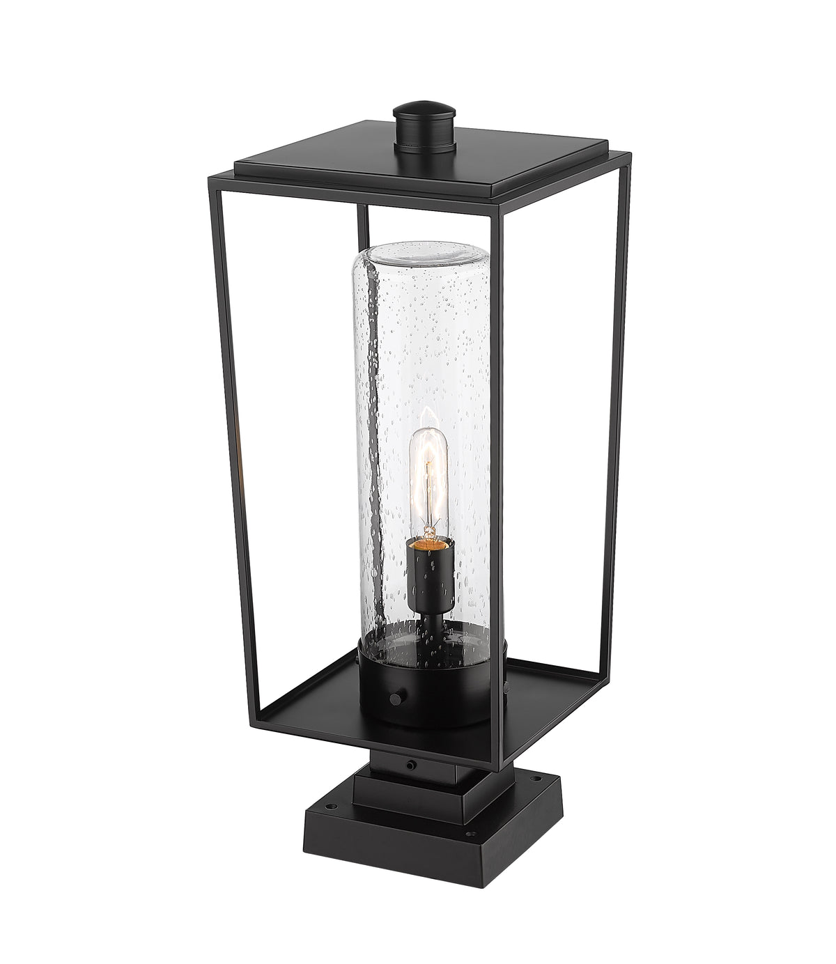 Lanterne extérieure sur socle Sheridan Carré décoratif, 10", Grené transparent – vue 5