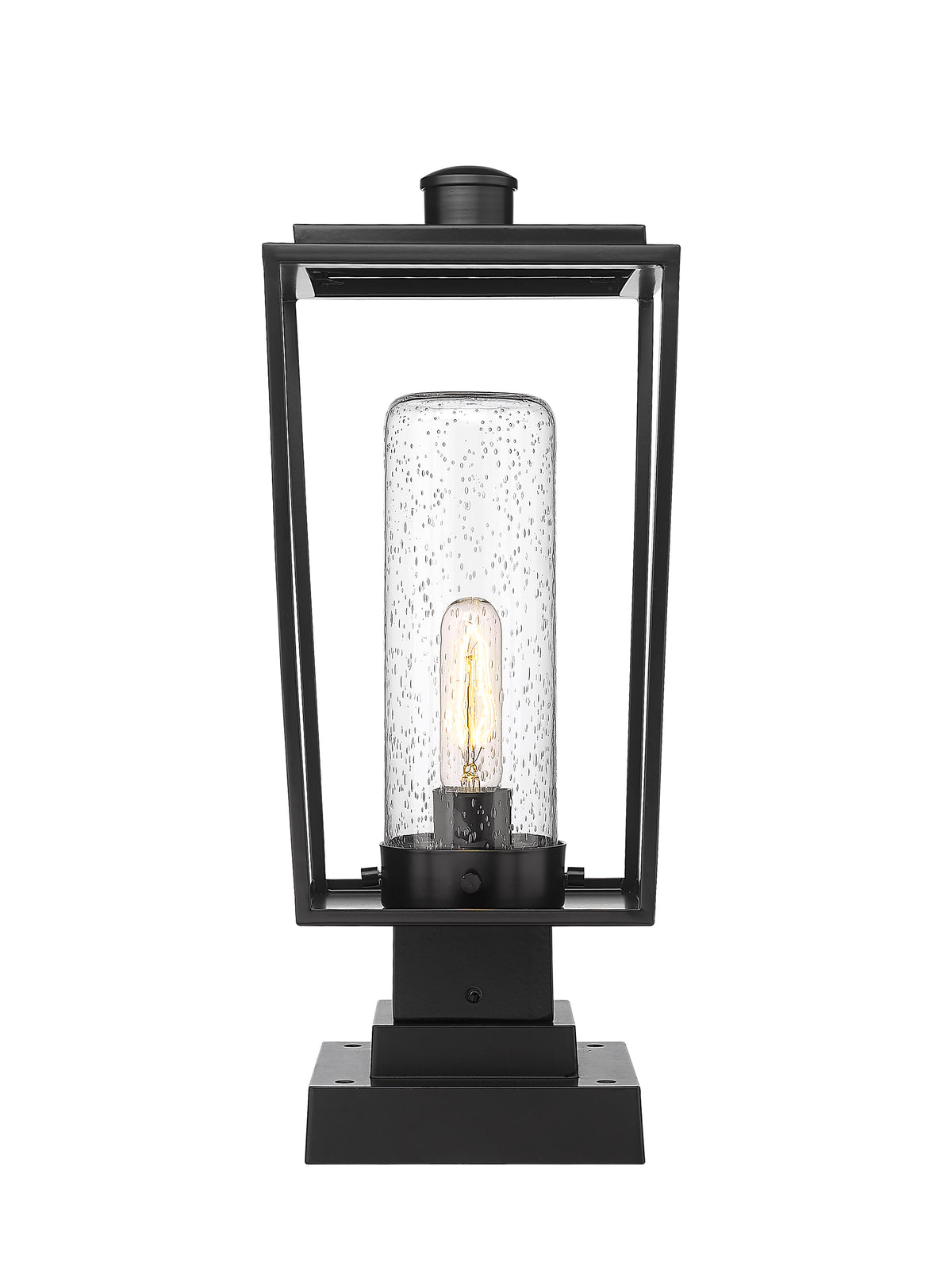 Lanterne extérieure sur socle Sheridan Carré décoratif, 8", Grené transparent – vue 4
