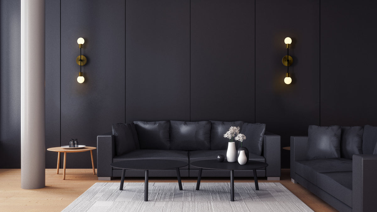 Applique murale Neutra Noir mat + Laiton fonderie, nombre ampoules 2 – vue 3