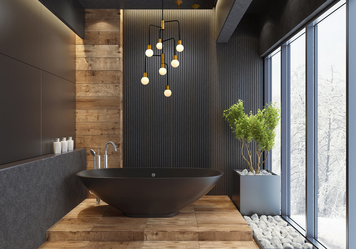 Lustre Neutra Noir mat + Laiton fonderie, 22 1/2" – vue 2