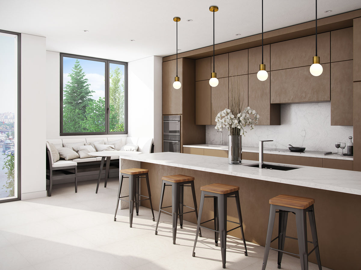 Mini-suspension Neutra Noir mat + Laiton fonderie – vue 3