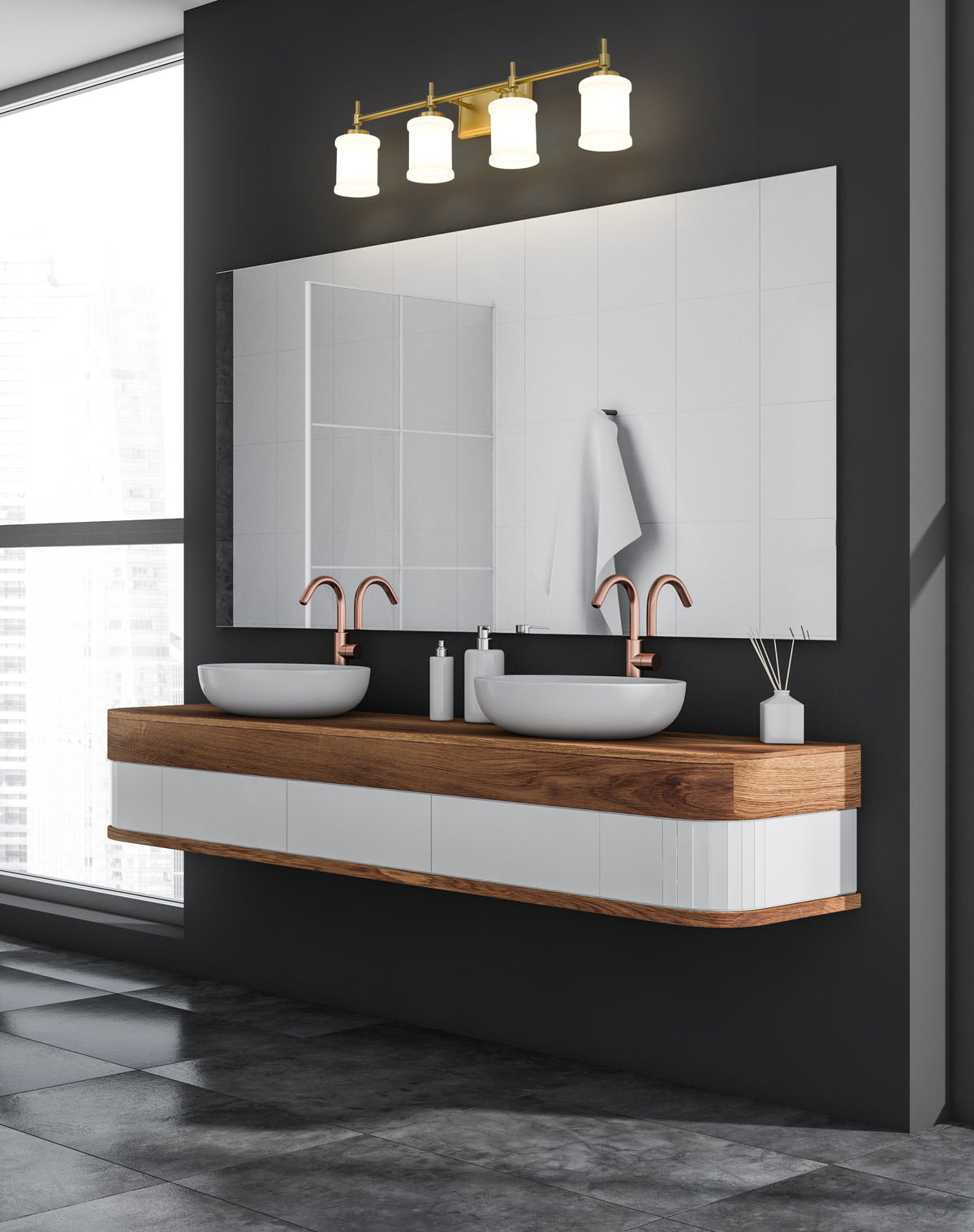 Luminaire de vanité Cadoc Or moderne, 31 1/2" – vue 2