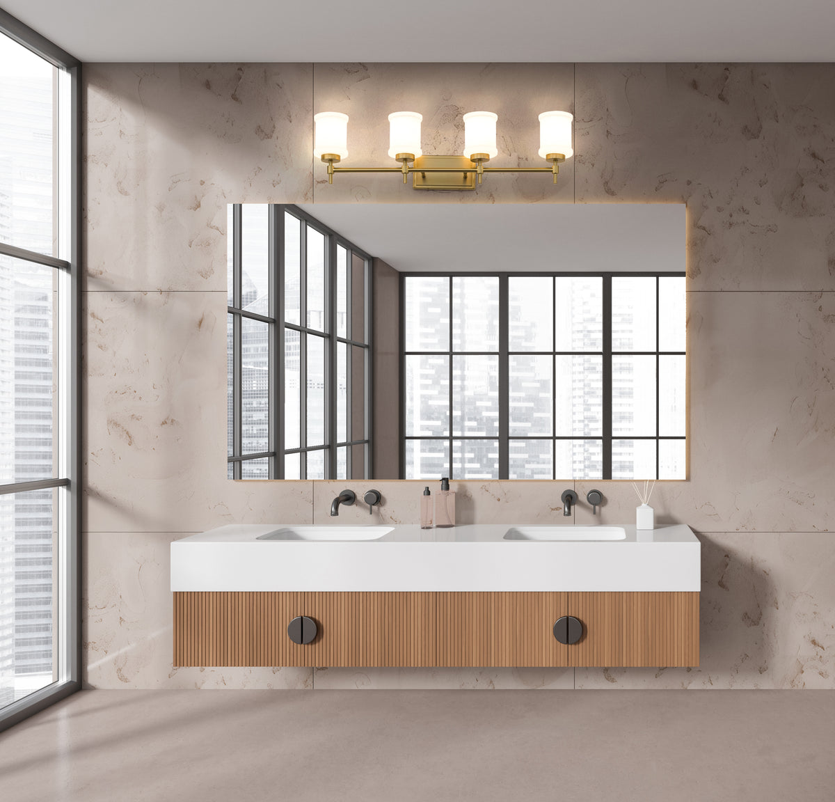 Luminaire de vanité Cadoc Or moderne, 31 1/2" – vue 3