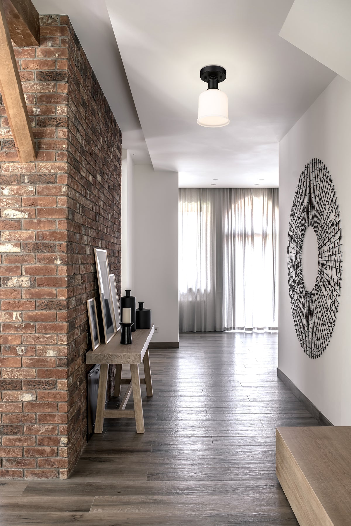 Semi-plafonnier Bryant Noir mat, Opale mate – vue 2