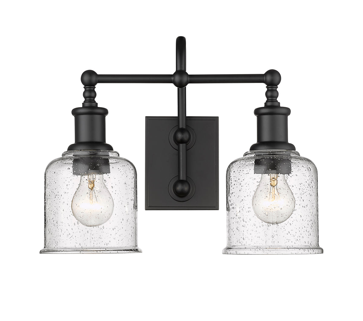 Luminaire de vanité Bryant Noir mat, Grené transparent, 16" – vue 4
