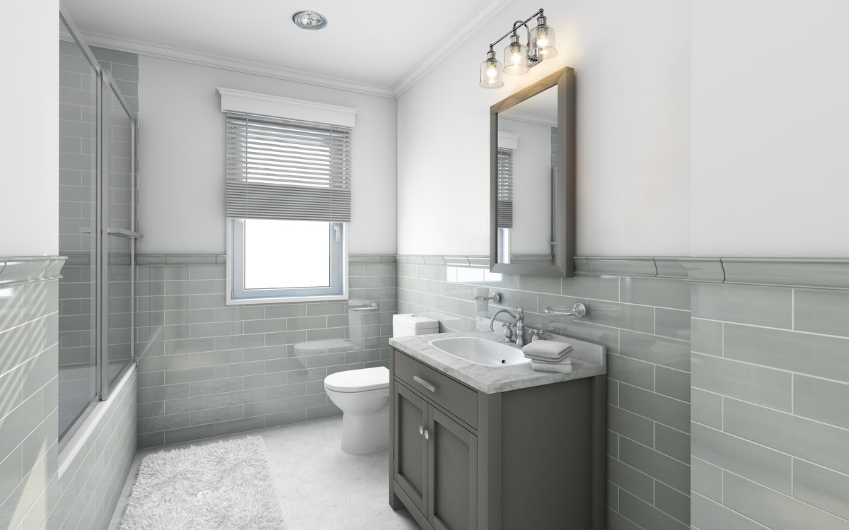 Luminaire de vanité Bryant Chrome, Grené transparent, 24" – vue 3