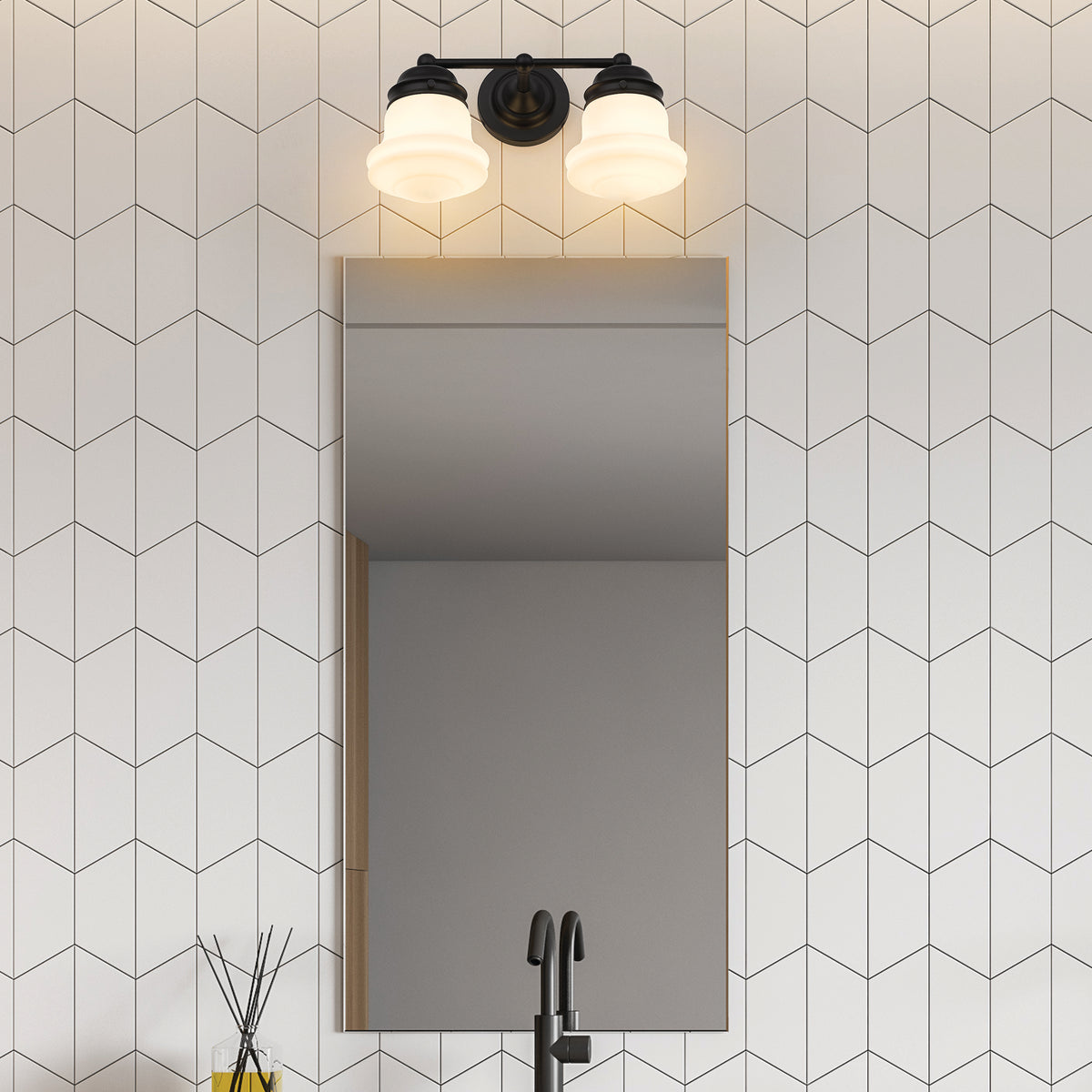 Luminaire de vanité Vaughn Noir mat, Opale mate, 15 1/2" – vue 3
