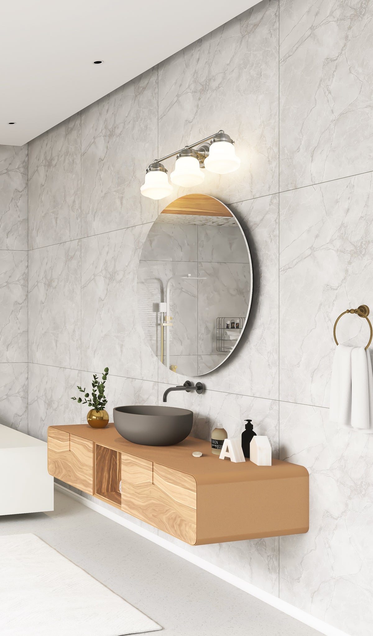 Luminaire de vanité Vaughn Nickel brossé, Opale mate, 22 1/2" – vue 2