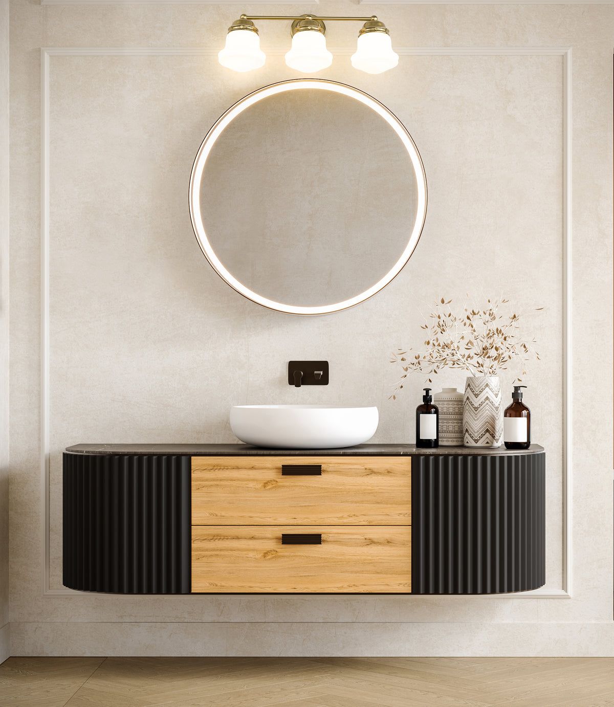 Luminaire de vanité Vaughn Or luxe, Opale mate, 22 1/2" – vue 3