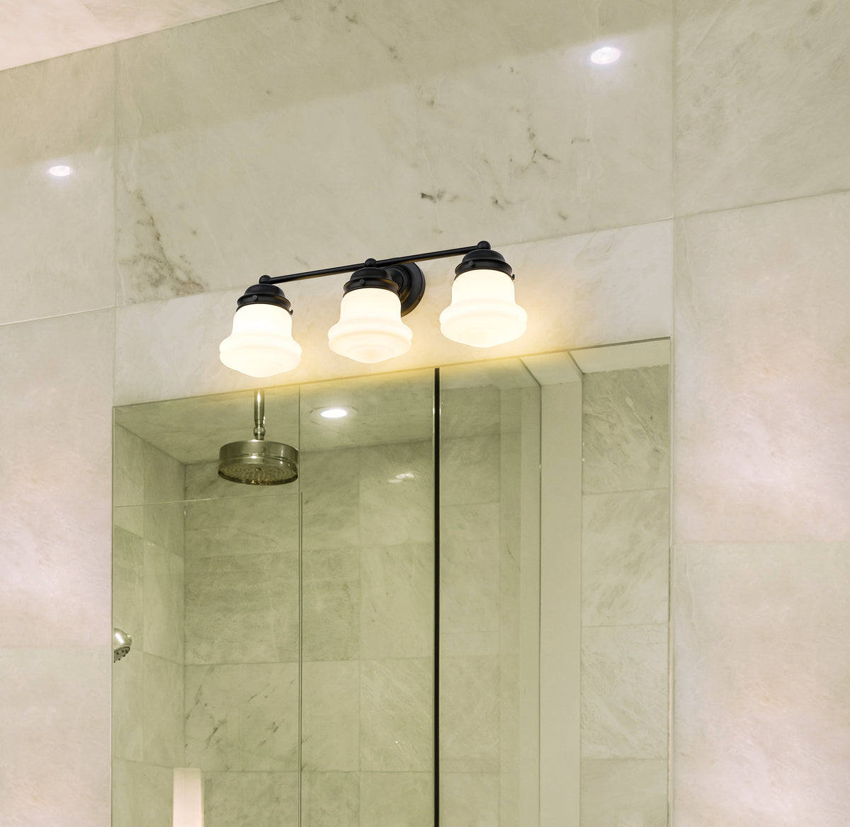 Luminaire de vanité Vaughn Noir mat, Opale mate, 22 1/2" – vue 3