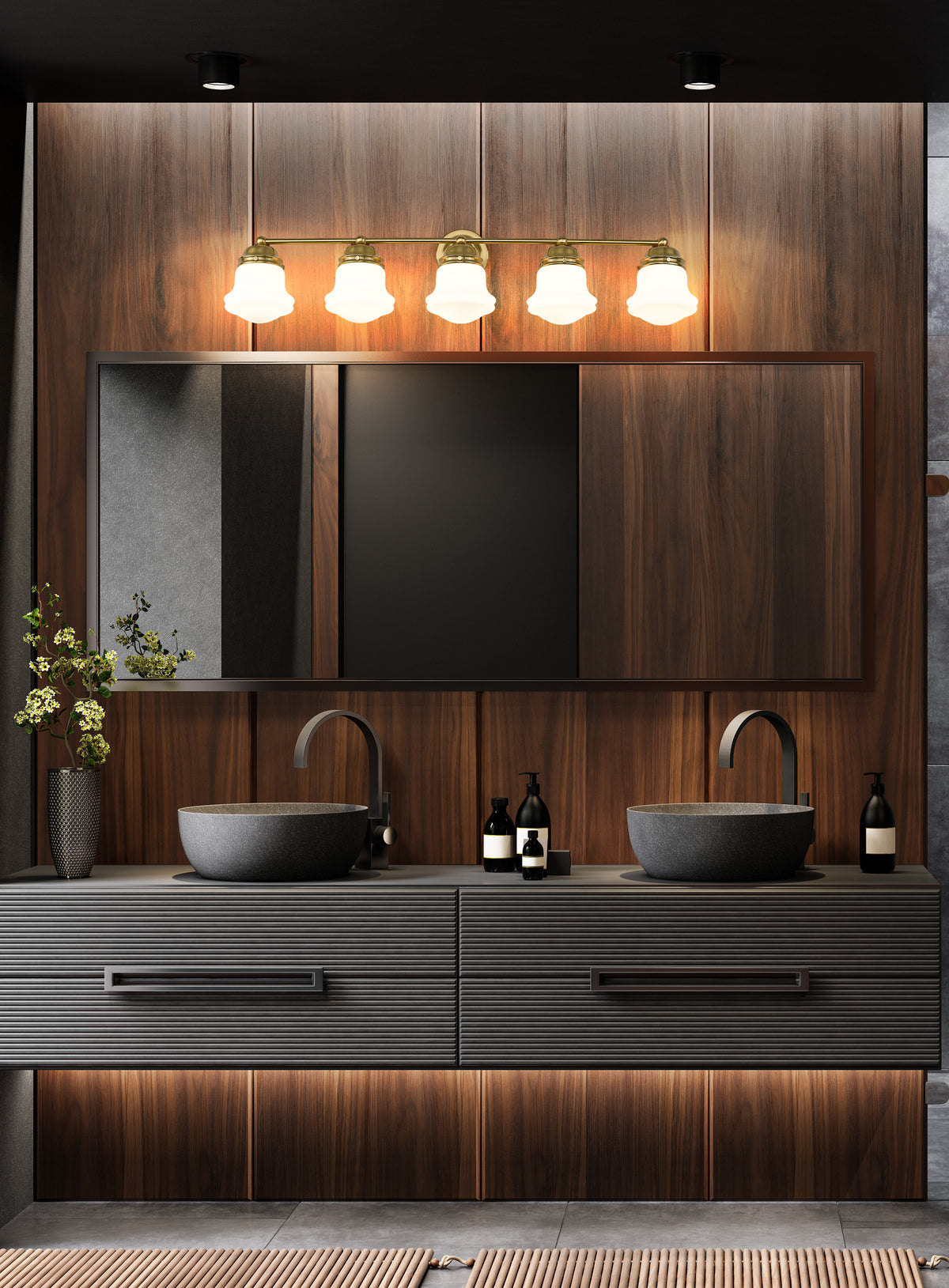 Luminaire de vanité Vaughn Or luxe, Opale mate, 40 3/4" – vue 2