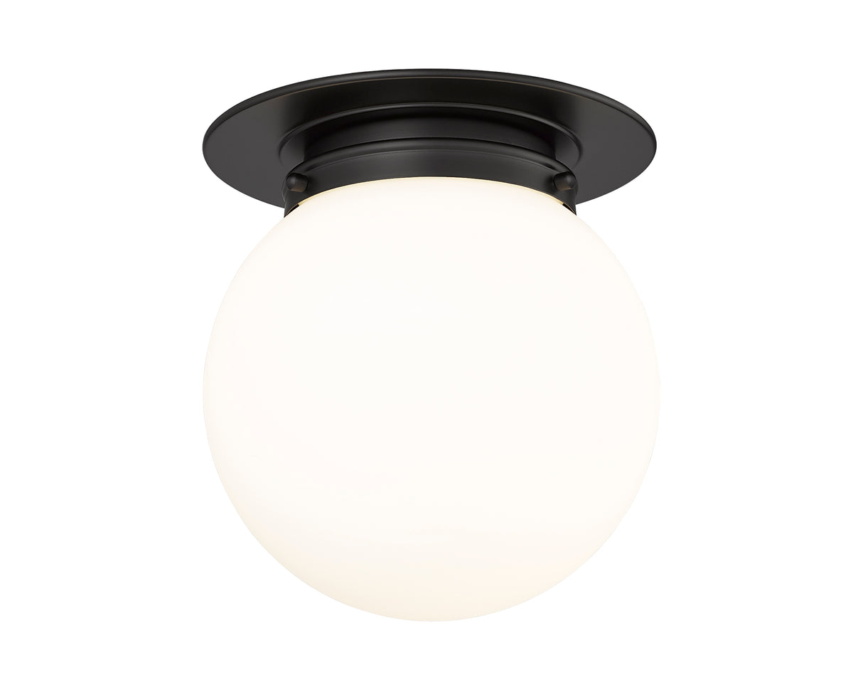 Plafonnier Calhoun Noir mat, Opale blanc, 9" – vue 5