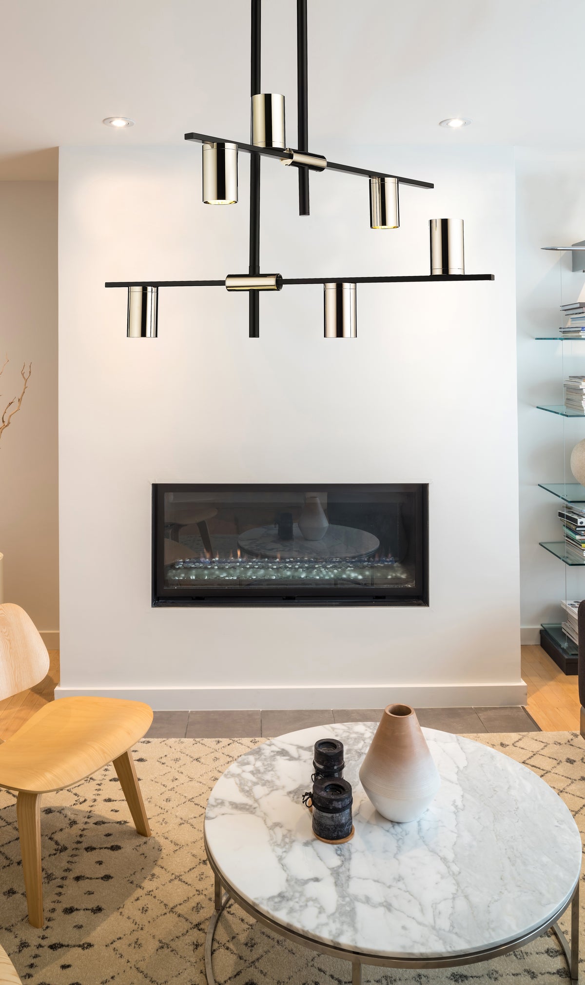 Lustre Calumet Noir mat + Nickel poli, 30" – vue 2