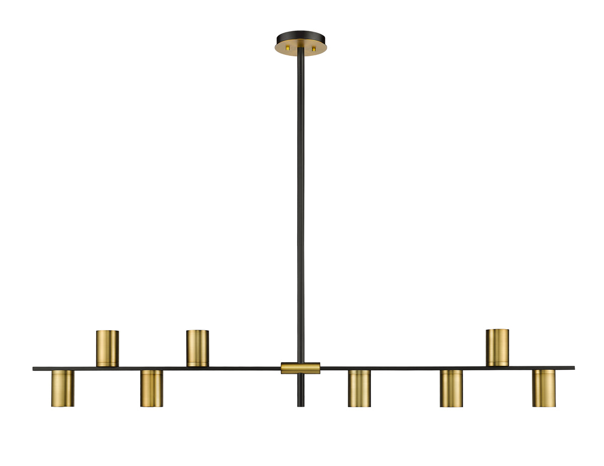 Suspension linéaire Calumet Noir mat + Laiton vieilli, nombre ampoules 8 – vue 4