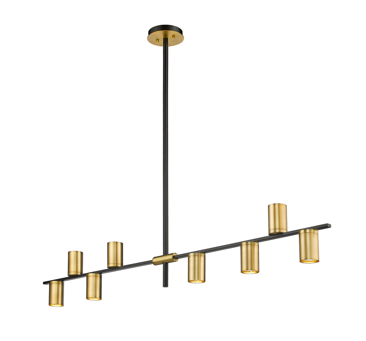 Suspension linéaire Calumet Noir mat + Laiton vieilli, nombre ampoules 8 – vue 5