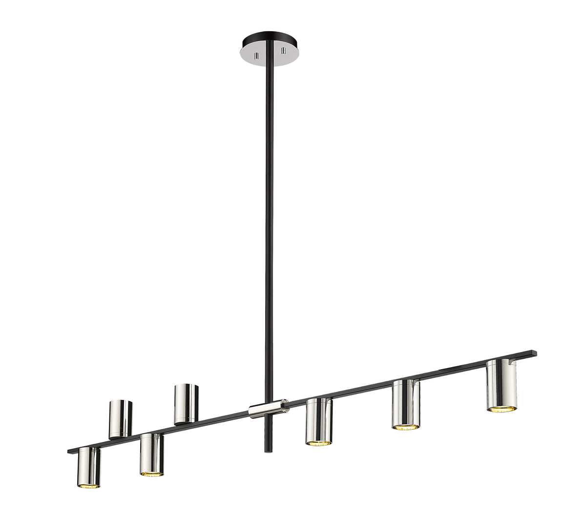 Suspension linéaire Calumet Noir mat + Nickel poli, nombre ampoules 8 – vue 5