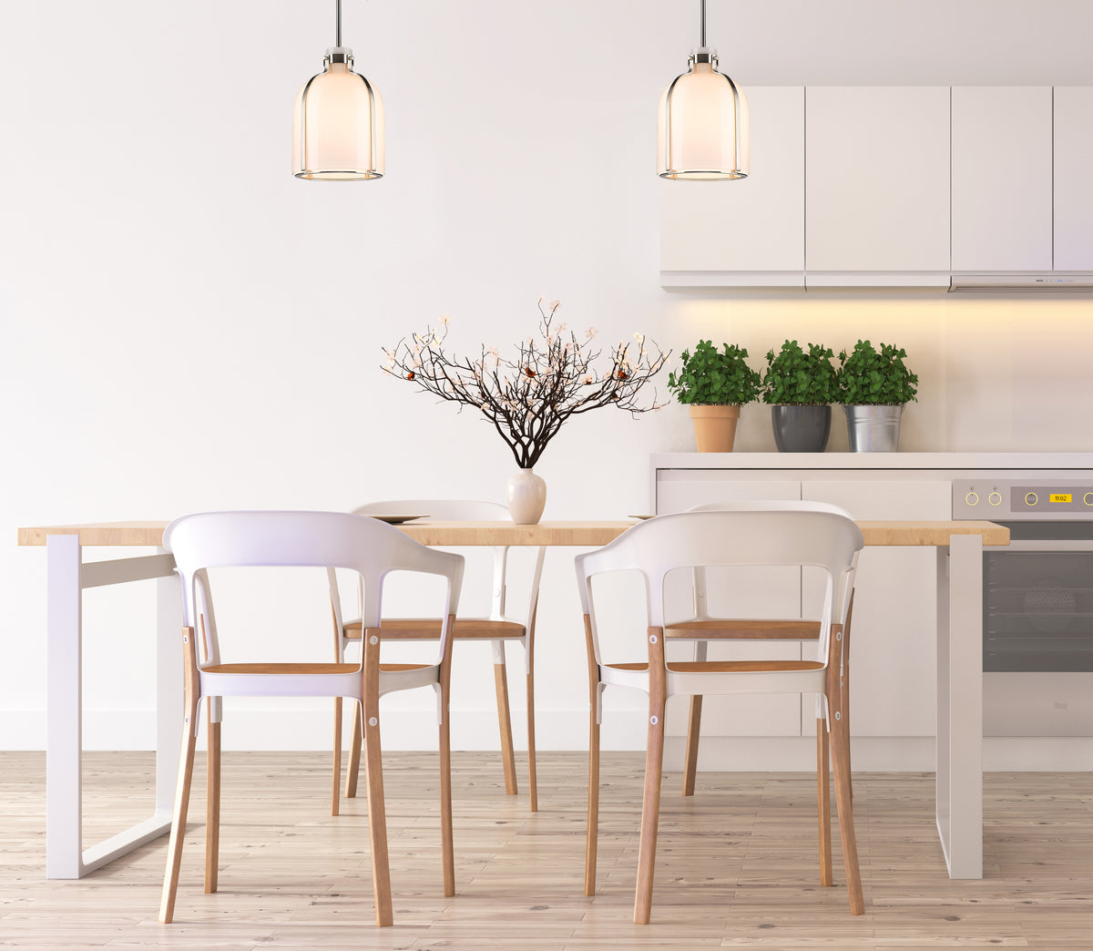 Mini-suspension Pearson Nickel brossé, Opale blanc – vue 3