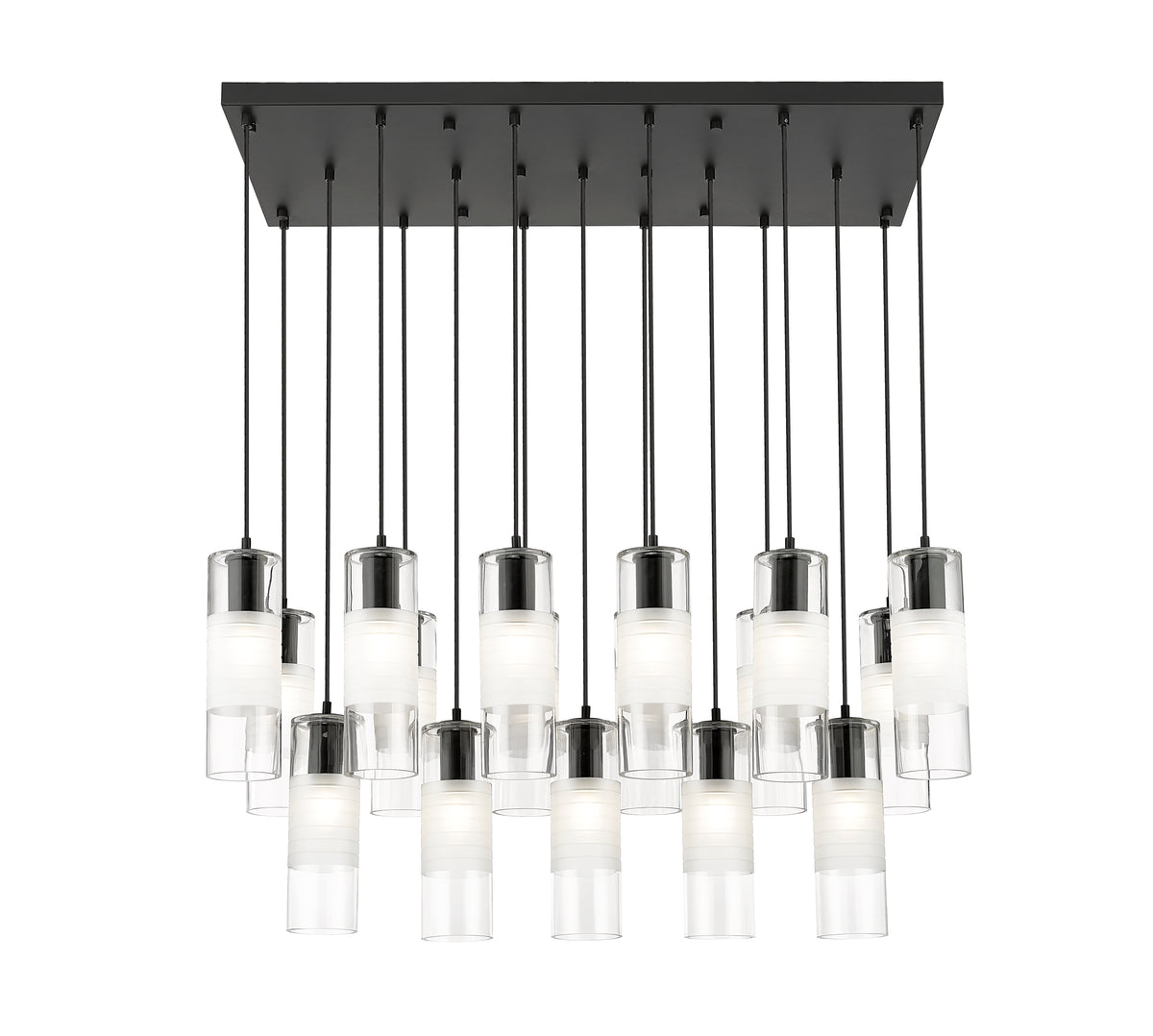 Suspension linéaire multiple Alton Noir mat, nombre ampoules 17 – vue 4