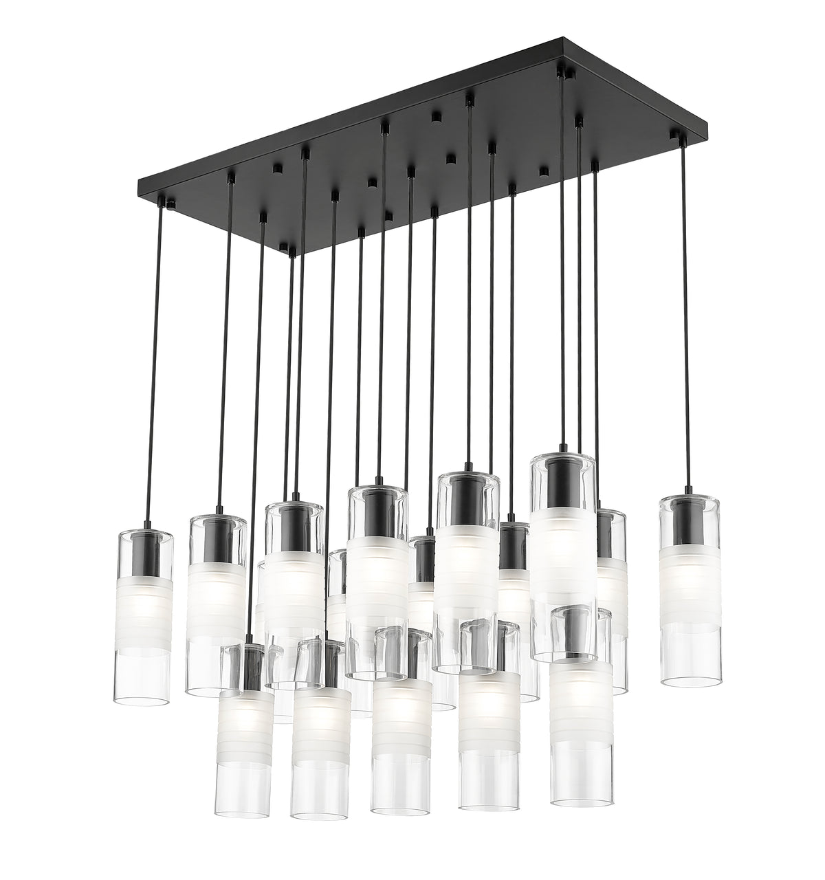 Suspension linéaire multiple Alton Noir mat, nombre ampoules 17 – vue 5