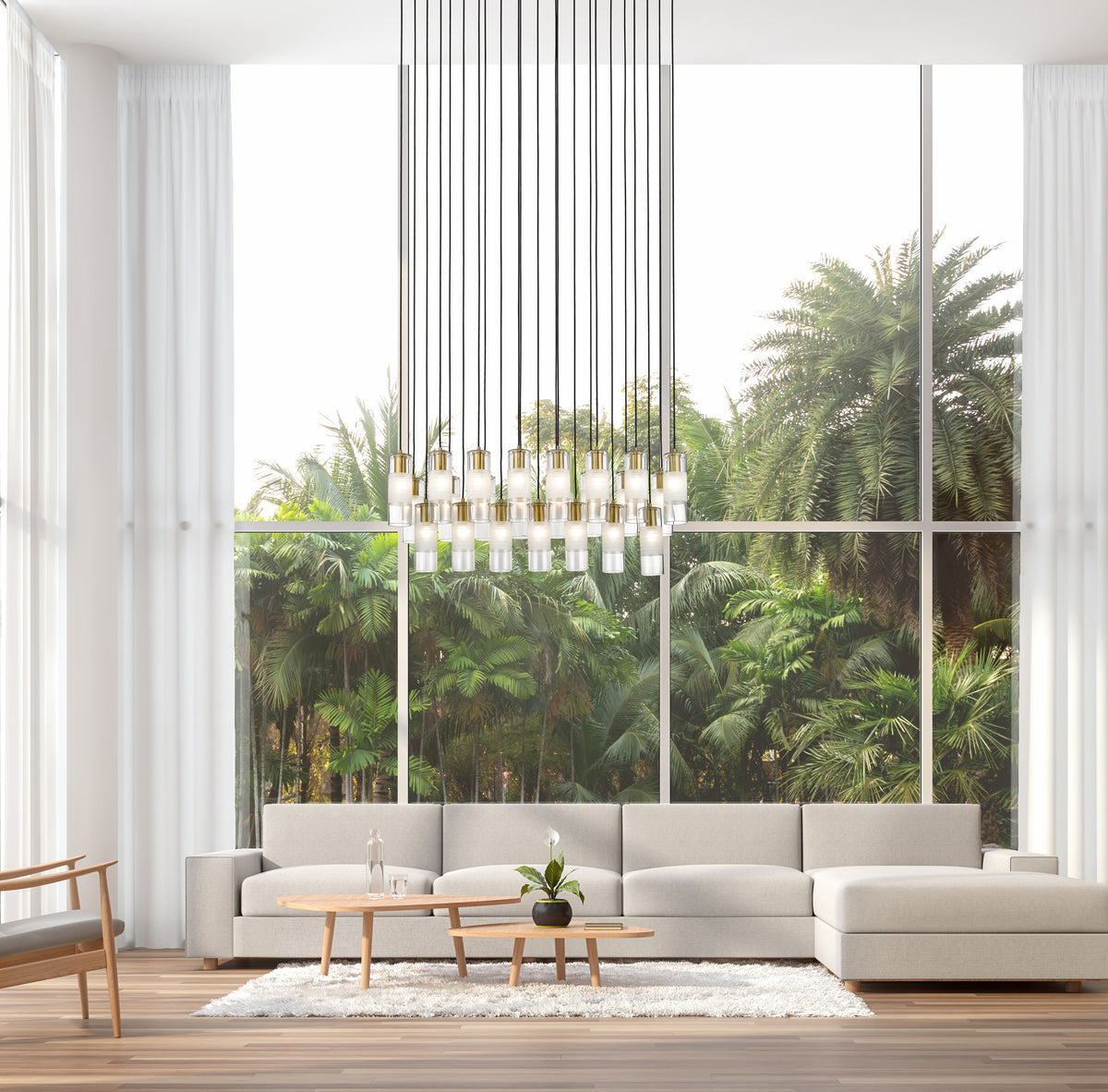 Suspension linéaire multiple Alton Or moderne, nombre ampoules 23 – vue 2